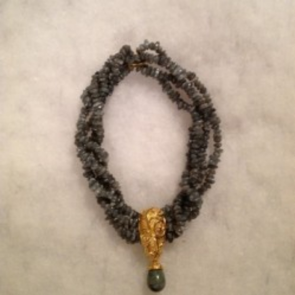 1990 Jose Maria Barrera signed in box gold toned necklace and pendant / pin rare